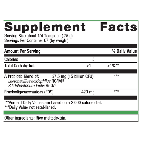 UltraFlora Synergy Powder Supplement Facts Label