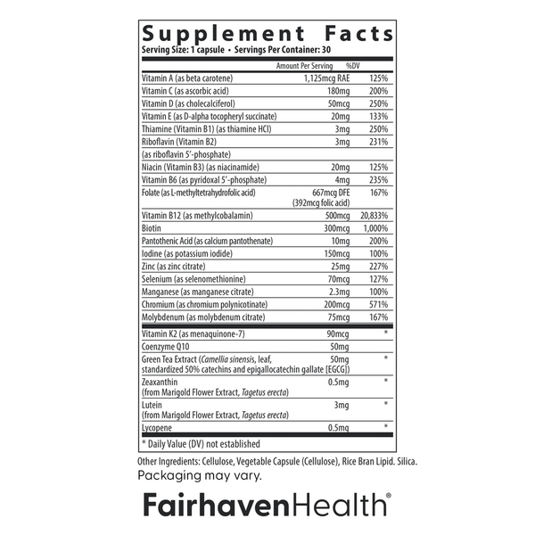 Women's Multivitamin Essentials Supplement Facts Label