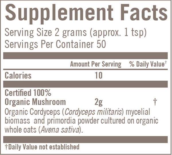Cordyceps militaris Supplement Facts Label