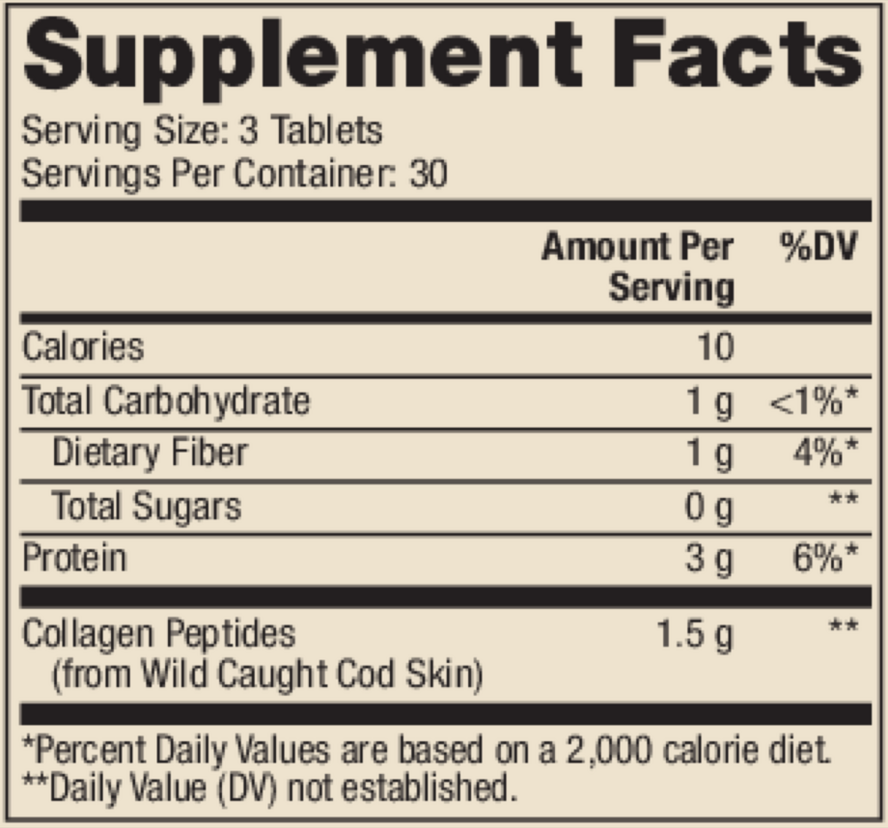 Marine Collagen Supplement Facts Label