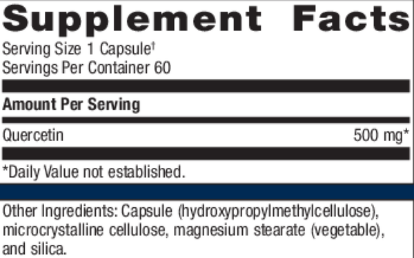 Quercetin 500 Supplement Facts Label