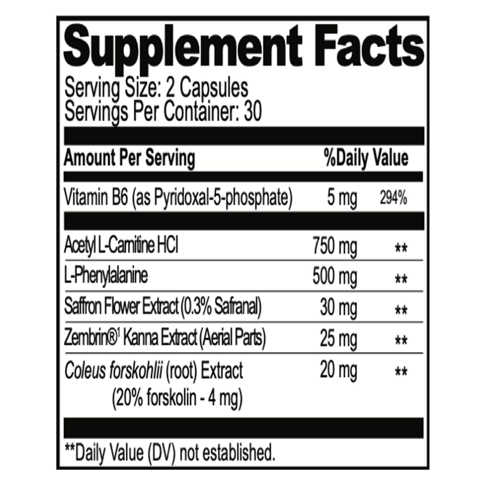 Neurofuel Supplement Facts Label