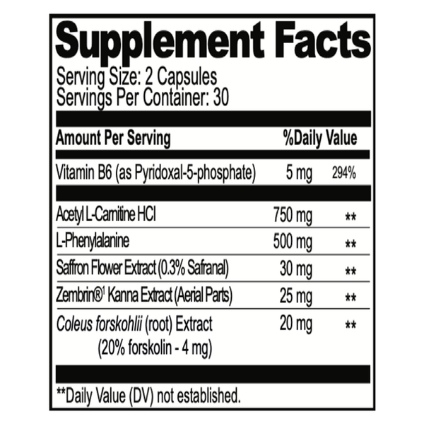 Neurofuel Supplement Facts Label