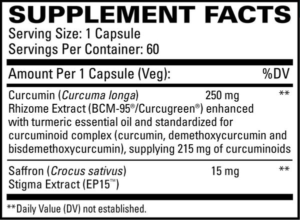 Saffron Mood Support Supplement Facts Label