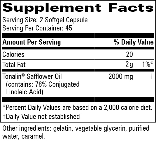 Tonalin® CLA (formerly Clarinol CLA) Supplement Facts Label