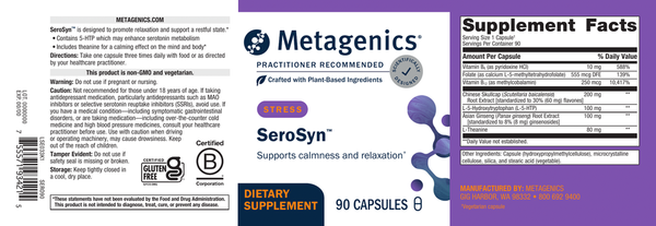 SeroSyn Supplement Facts Label