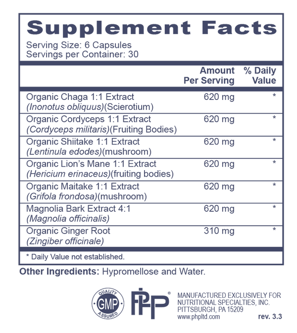 MycoPro 5 Supplement Facts Label
