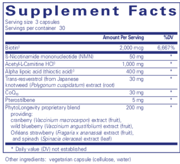 RevitalAge™ Ultra 90's Supplement Facts Label