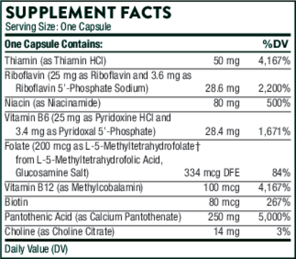 Stress B-Complex Supplement Facts Label