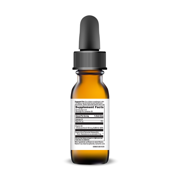 Astaxanthin D3 Liquid Supplement Facts Label