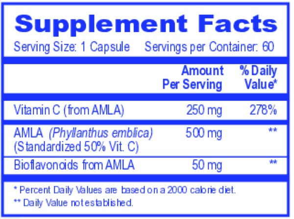 Amla C Supplement Facts Label