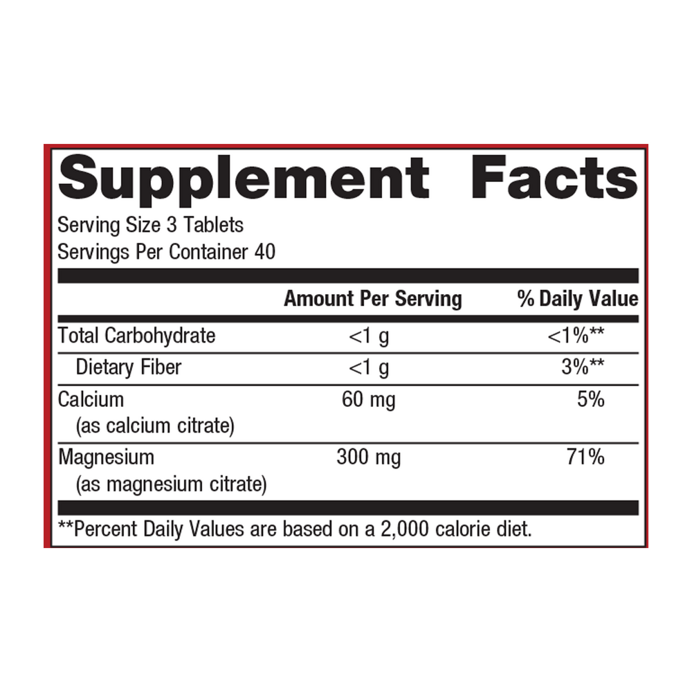 Mag Citrate Supplement Facts Label