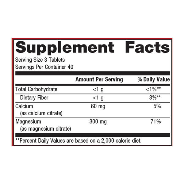 Mag Citrate Supplement Facts Label