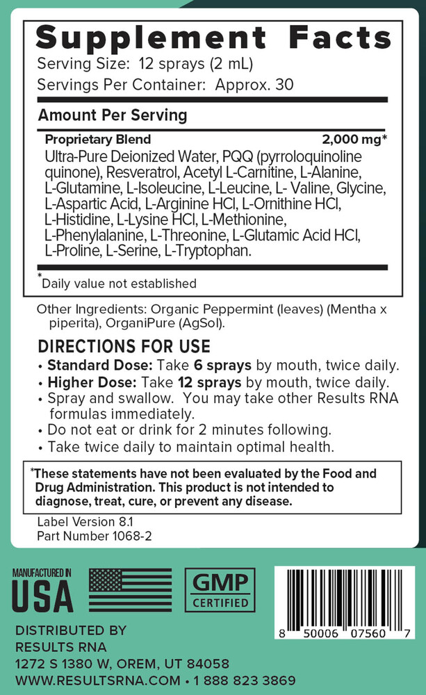 DISCONTINUED - ACR Regen Extra Strength Supplement Facts Label