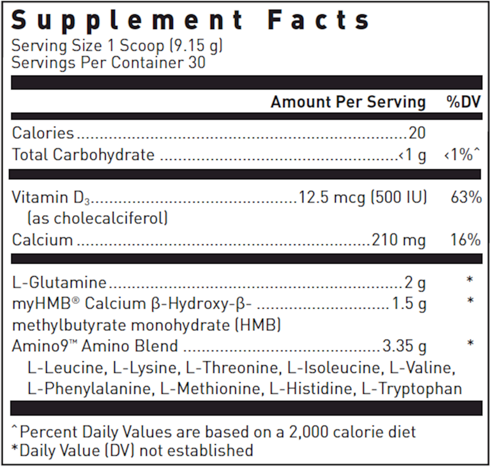 Muscle Protect With Hmb Supplement Facts Label