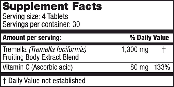 Super Tremella Supplement Facts Label