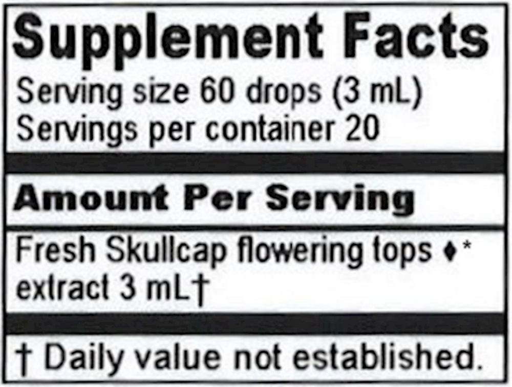 Skullcap Extract Supplement Facts Label