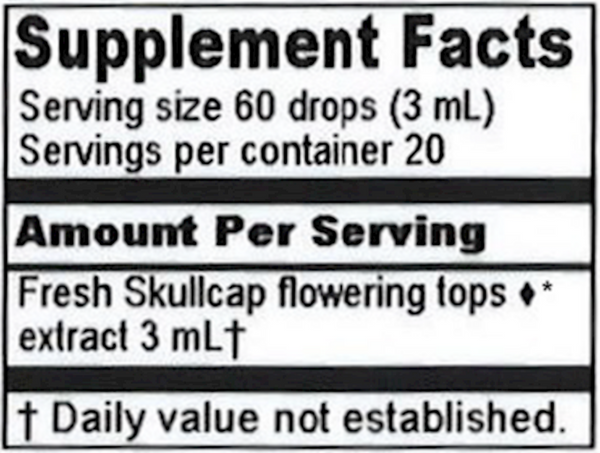 Skullcap Extract Supplement Facts Label