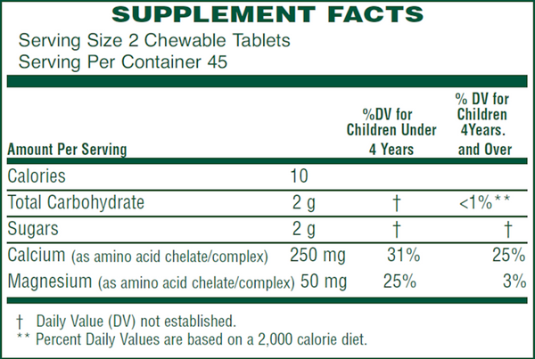 Cal/Mag Supplement Facts Label