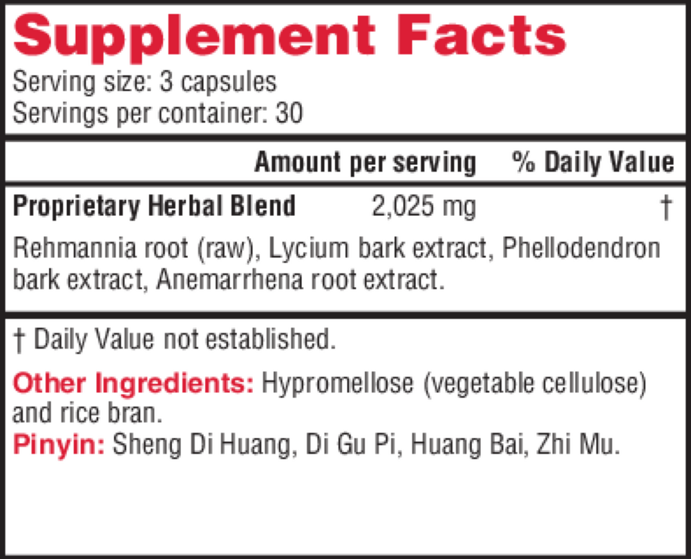 Great Yin Supplement Facts Label