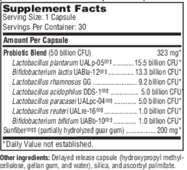 Ther-Biotic Synbiotic Supplement Facts Label