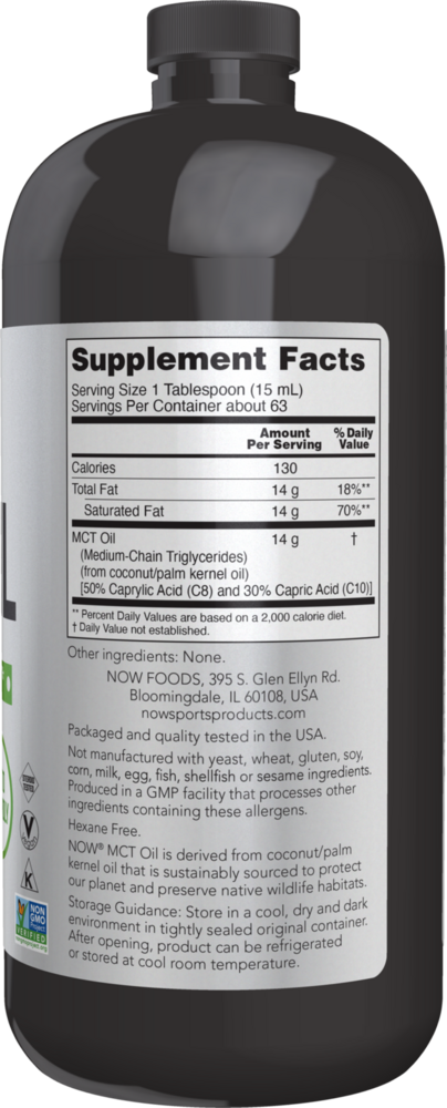 MCT Oil 32 fl. oz. Supplement Facts Label