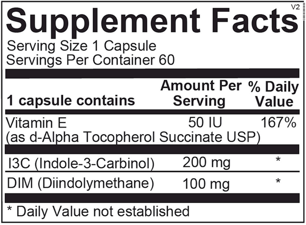 EstroDIM Supplement Facts Label