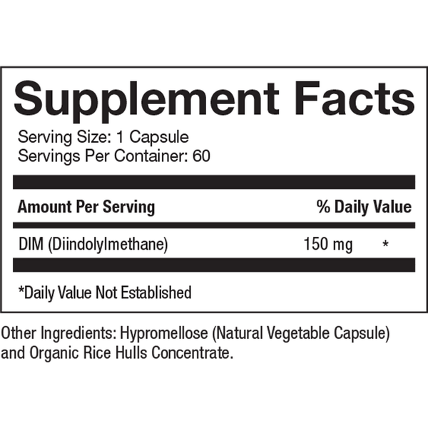 DIM 150 mg Supplement Facts Label