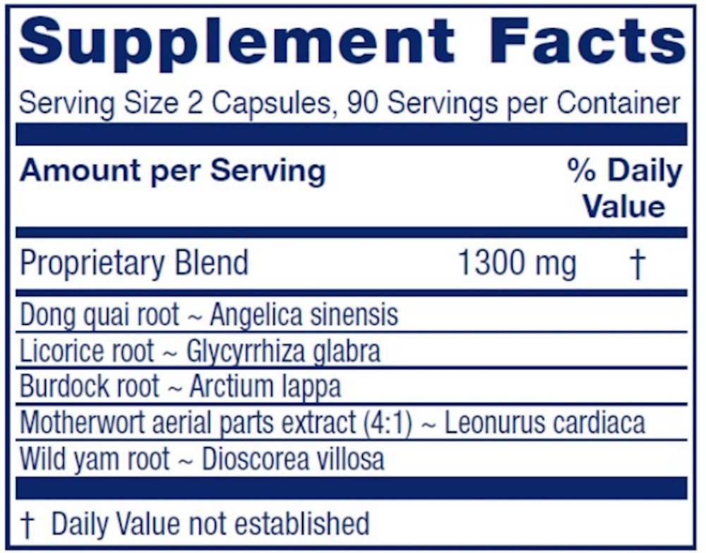 Women's Phase II Supplement Facts Label