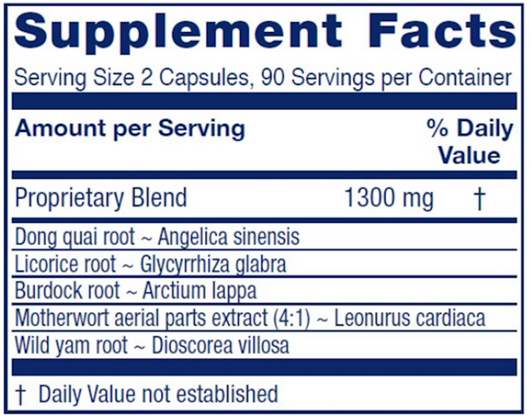 Women's Phase II Supplement Facts Label