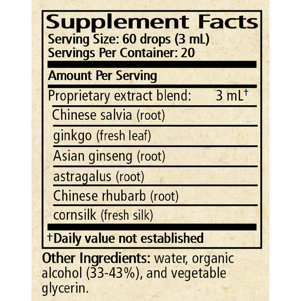 Kidney Support Tonic Supplement Facts Label