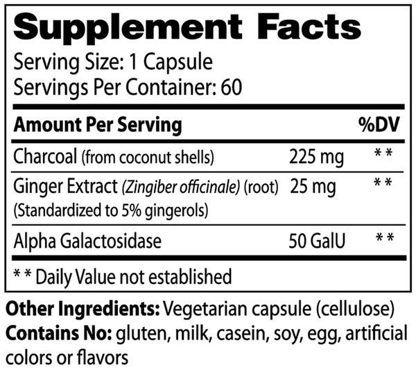 Purify Charcoal Plus Supplement Facts Label