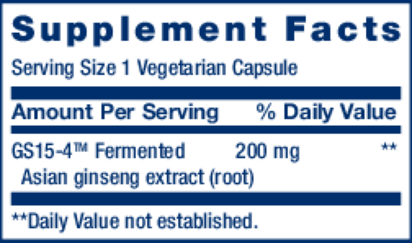 Ginseng Energy Boost Supplement Facts Label