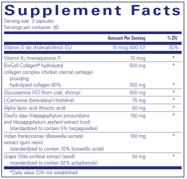 Disc-Flex Supplement Facts Label