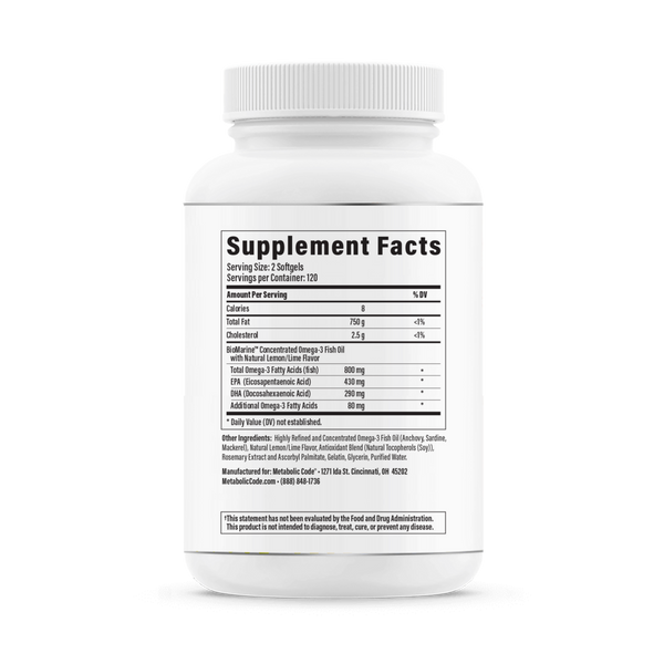 Omega 800 Supplement Facts Label
