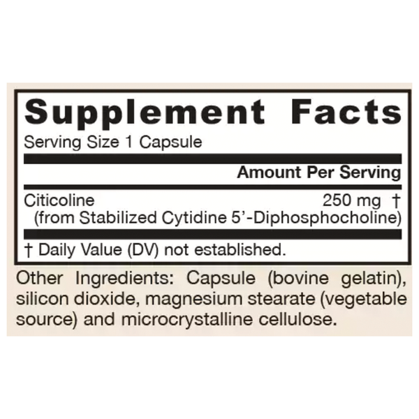 Citicoline Supplement Facts Label