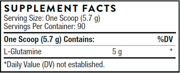 L-Glutamine Powder NSF Supplement Facts Label