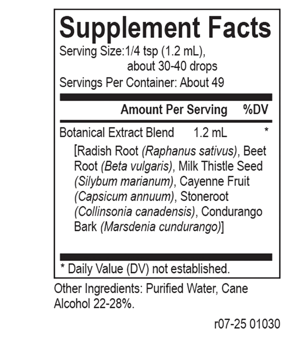 Core Black Radish Blend Supplement Facts Label