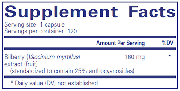 Bilberry 160 Mg Supplement Facts Label