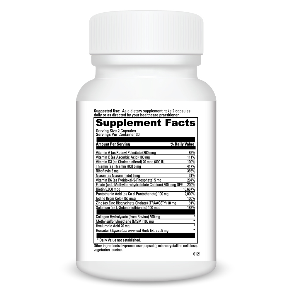 Hair Skin & Nails Supplement Facts Label