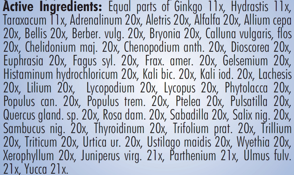 PRO Pollen-Weeds Supplement Facts Label