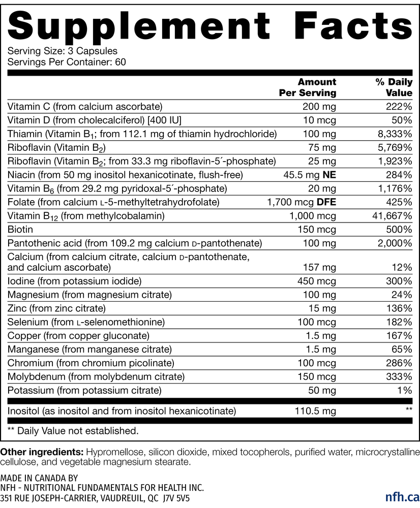Multi SAP Supplement Facts Label
