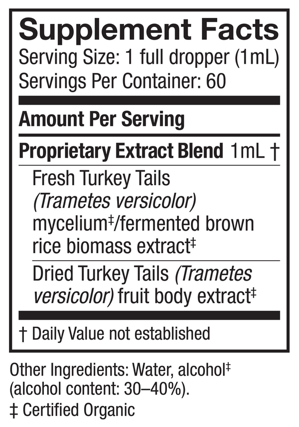 Turkey Tail - EXTRACT Supplement Facts Label
