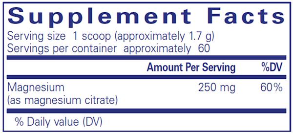 Magnesium Powder Supplement Facts Label