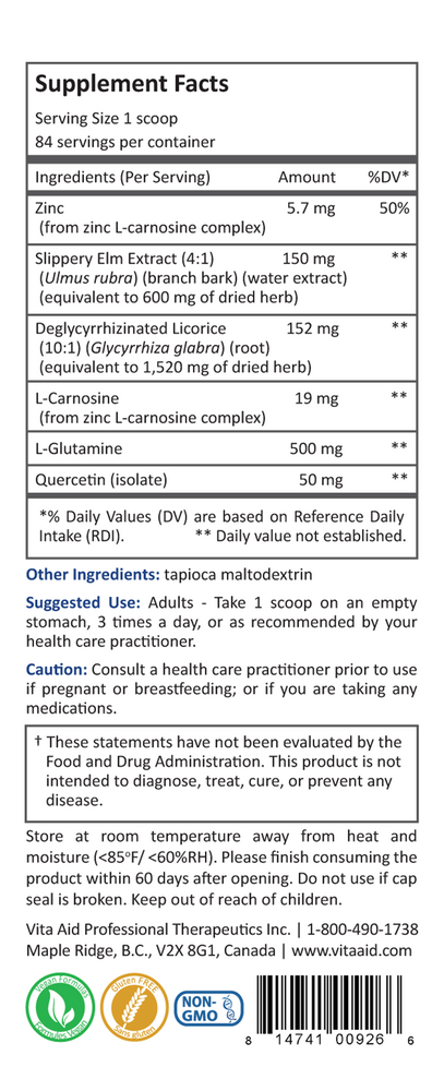 GI-Restore Supplement Facts Label