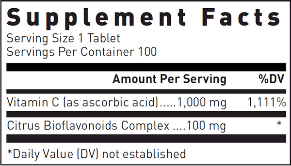 Natural C 1000 Mg Supplement Facts Label
