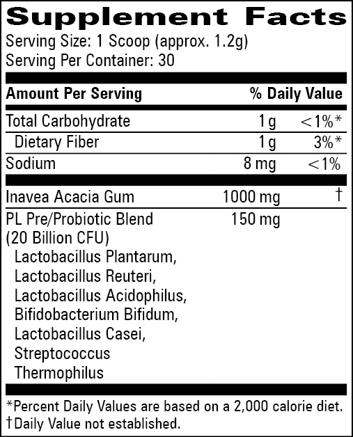 Kid's Probiotic & Prebiotic Powder Supplement Facts Label