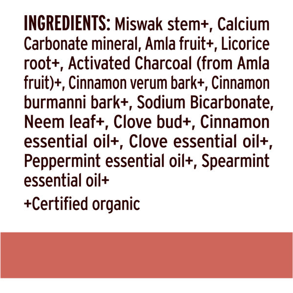 Tooth Powder Cinnamon Clove Supplement Facts Label