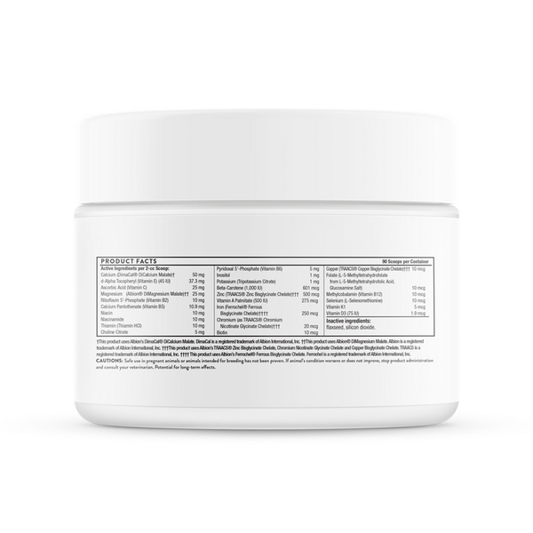 Canine Basic Supplement Facts Label