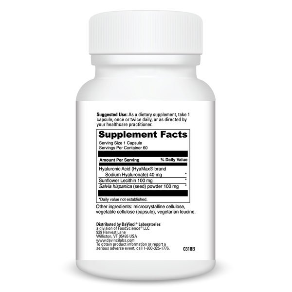 Hyaluronic Acid Supplement Facts Label